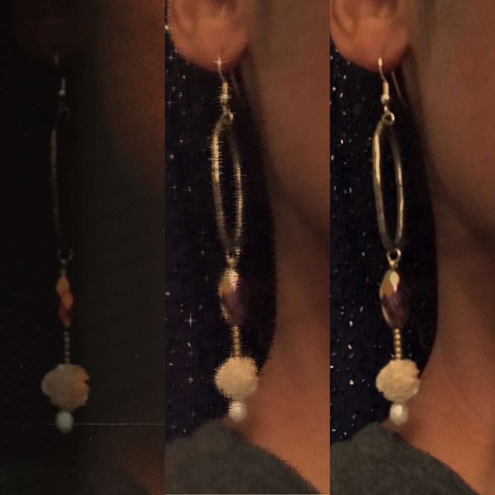 Lavender T Handmade Desert Rose and Rainbow Hematite Earrings